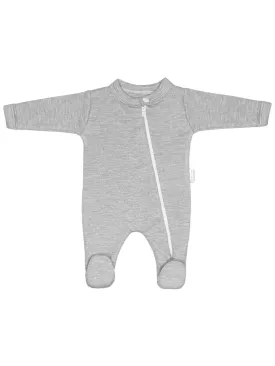 100% Cotton Footed Zip Up Sleepsuit - Grey