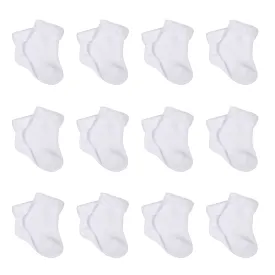 12-Pack White Wiggle Proof® Terry Bootie Socks