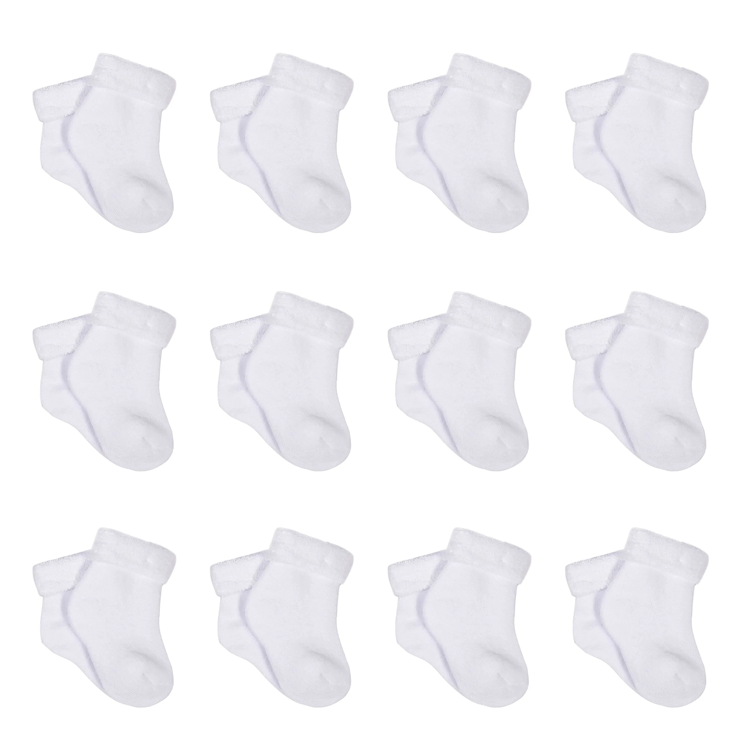 12-Pack White Wiggle Proof® Terry Bootie Socks