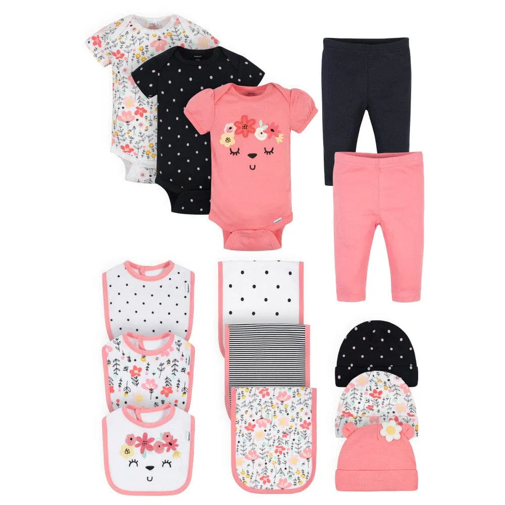 14-Piece Baby Girls Garden Floral Clothing & Accessories Bundle