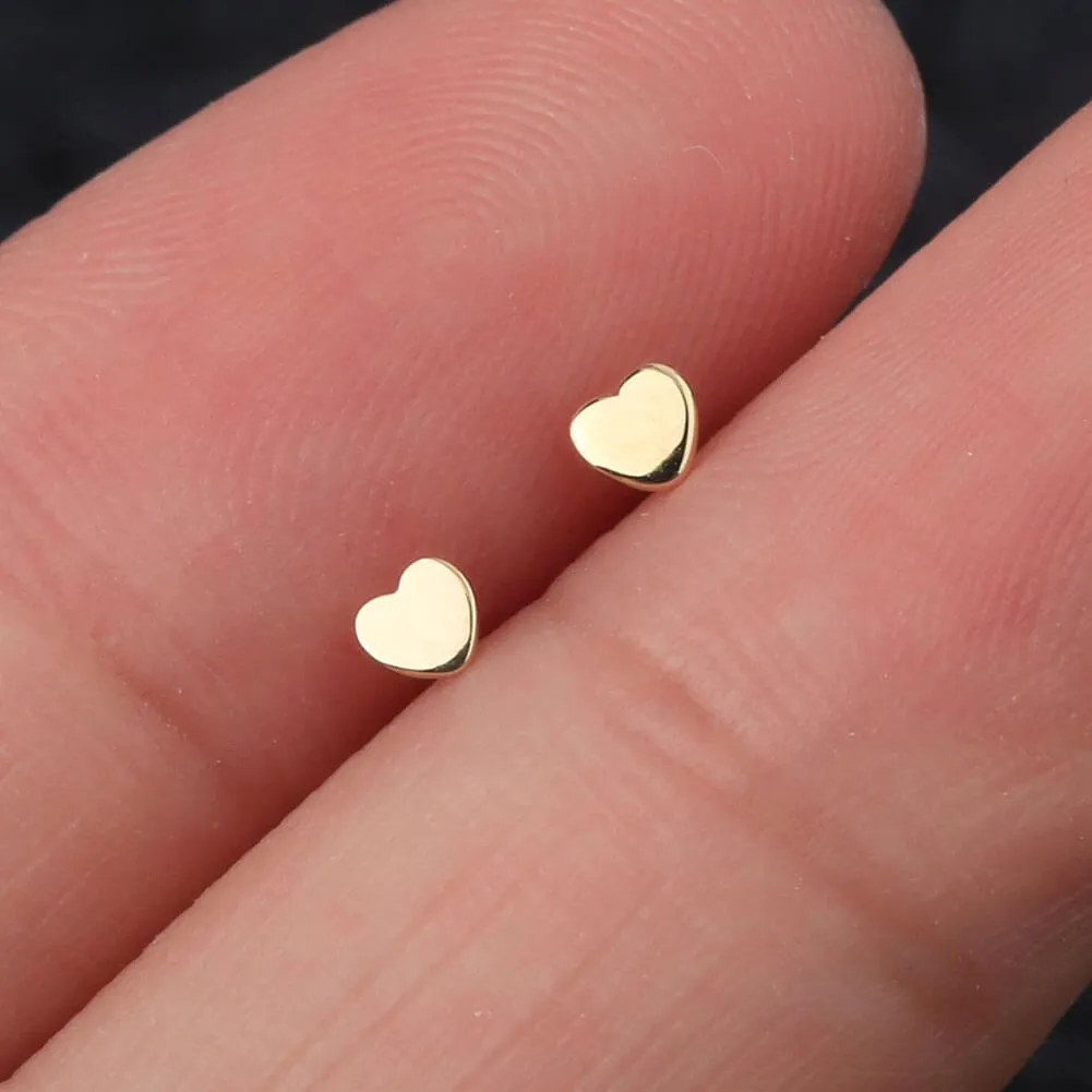 14K Gold 20G L Shape Heart Nose Stud