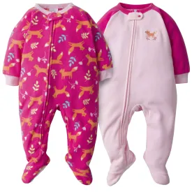 2-Pack Baby & Toddler Girls Fox Fleece Pajamas