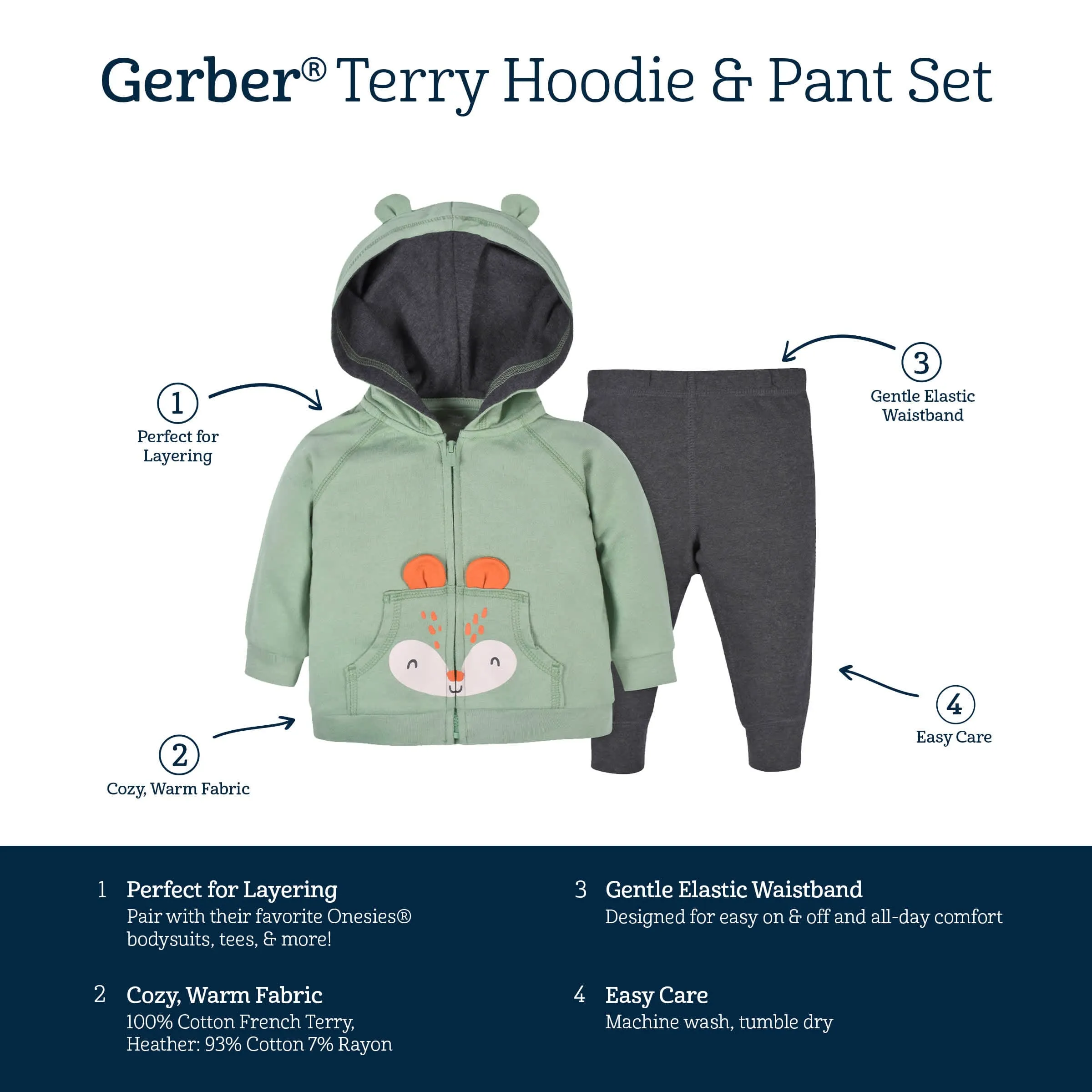 2-Piece Baby & Toddler Boys Explore Terry Zip Hoodie & Joggers Set