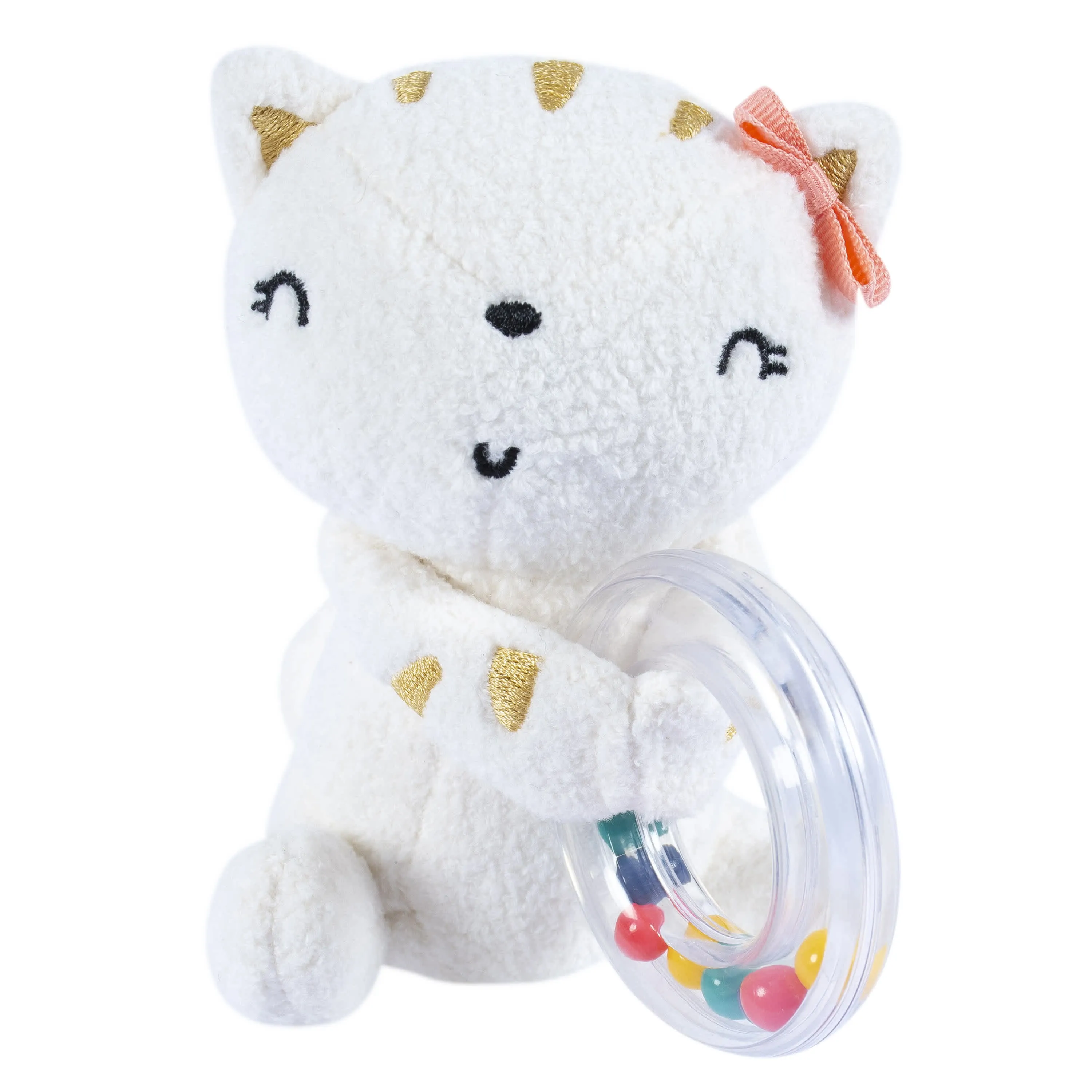 2-Piece Baby Girls Cat & Mouse Rattle and Teether Set