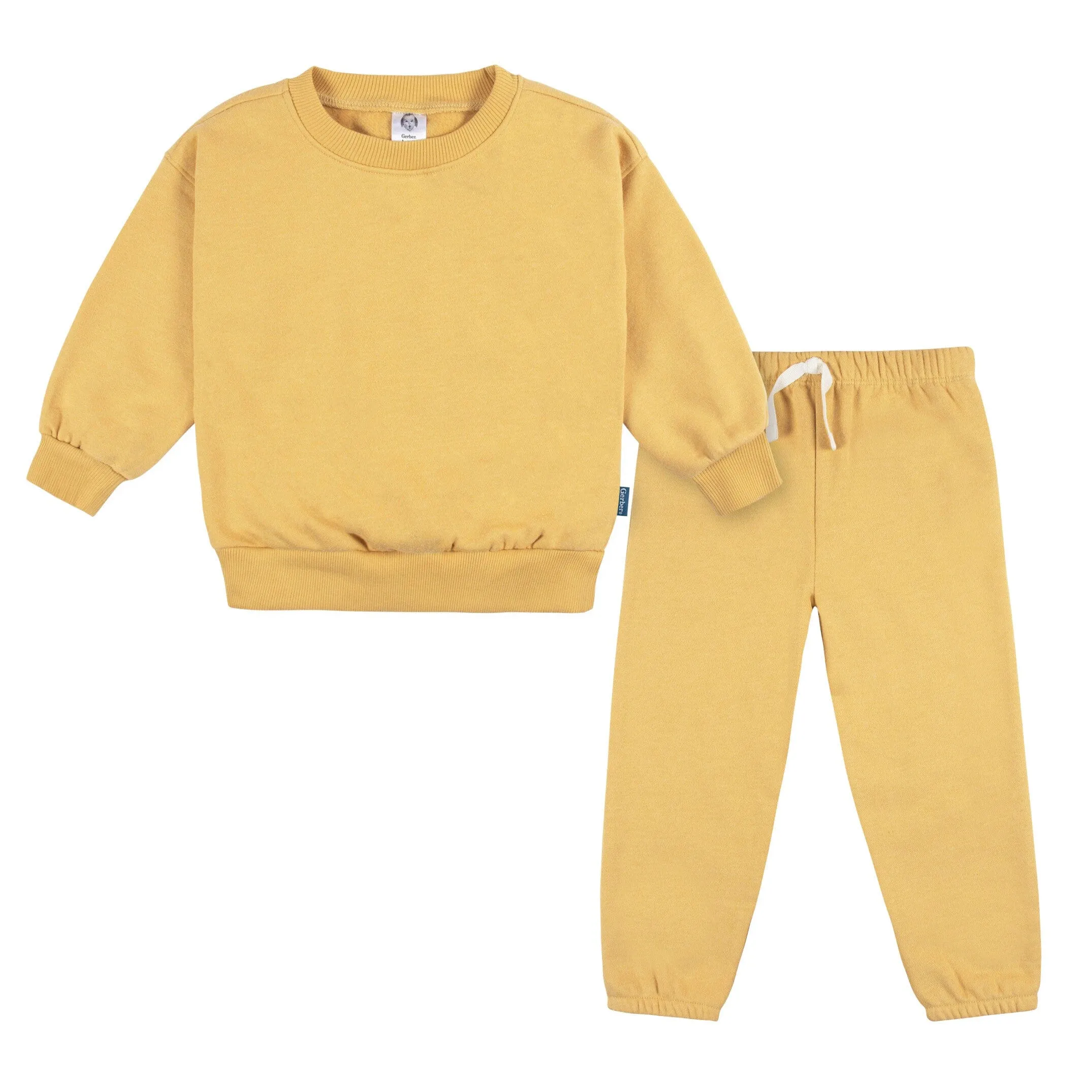 2-Piece Infant & Toddler Neutral Yellow Sweatshirt & Pant Set