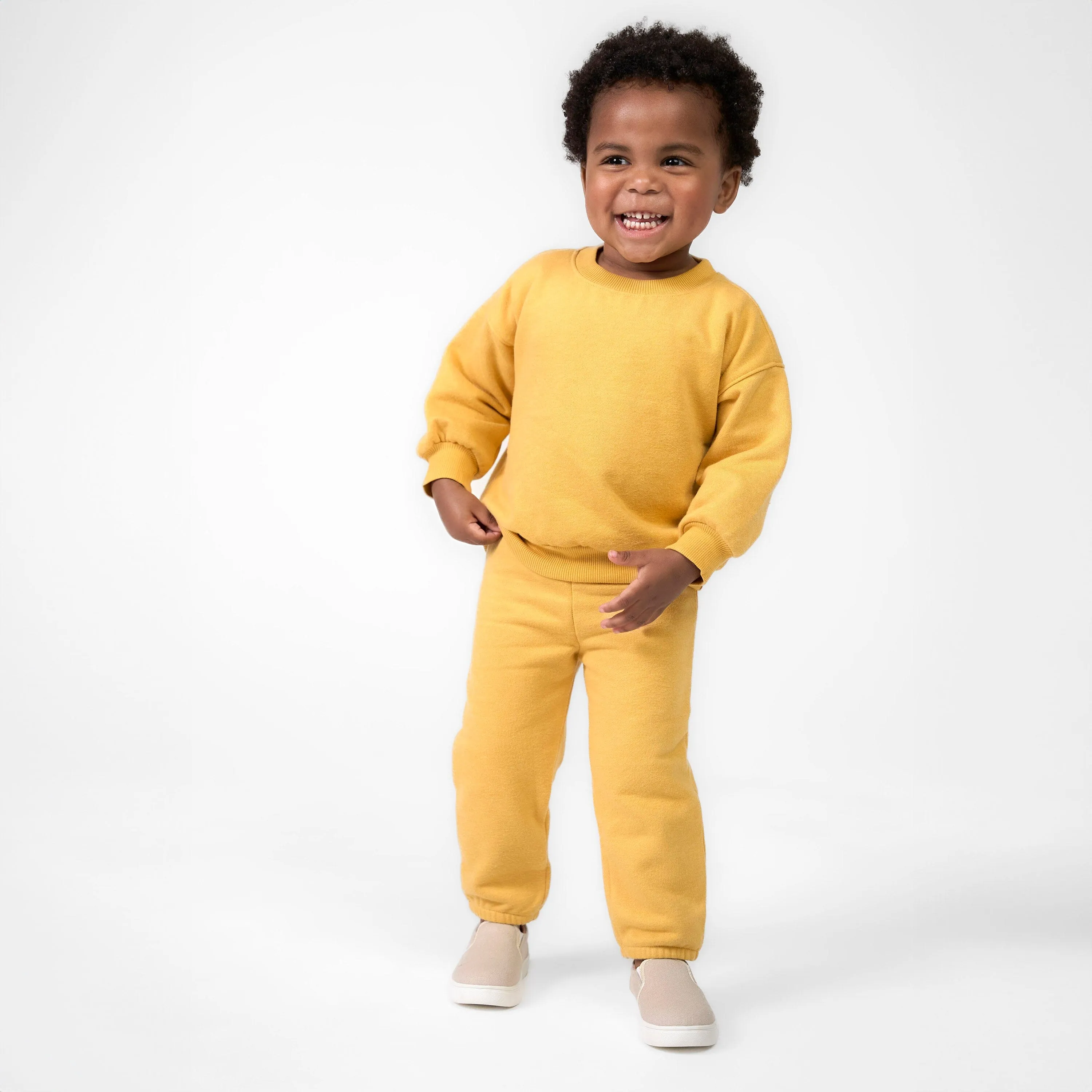 2-Piece Infant & Toddler Neutral Yellow Sweatshirt & Pant Set