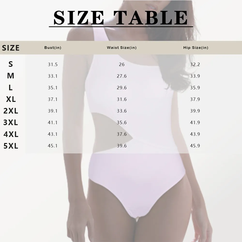 25  Colors Custom Face DIY Women's Off Shoulder Side Cutout One Piece Swimsuit Personalized Photo Bathing Suit