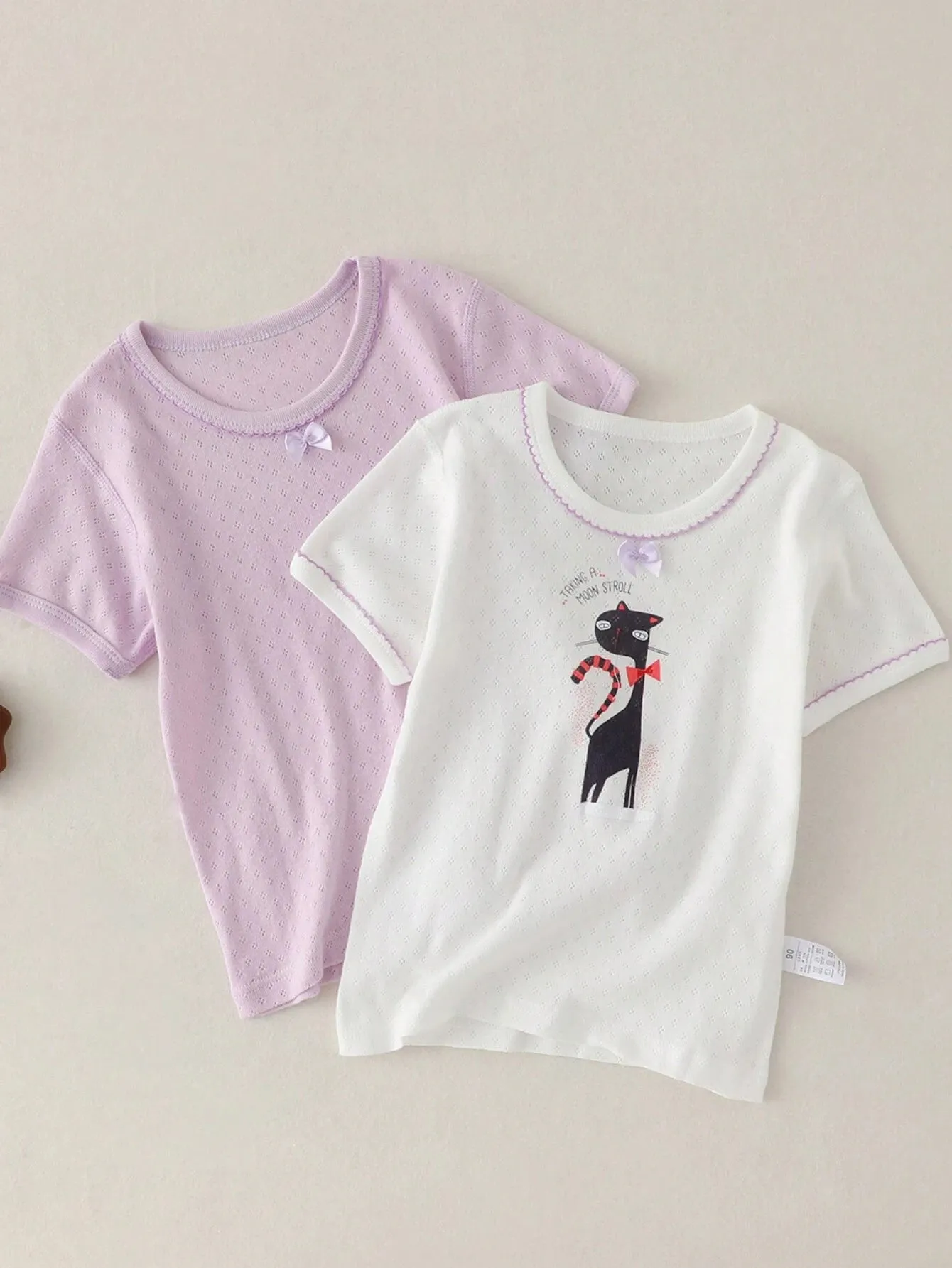 2pcs Cute And Comfortable Short Sleeve T-Shirt For Young Girls