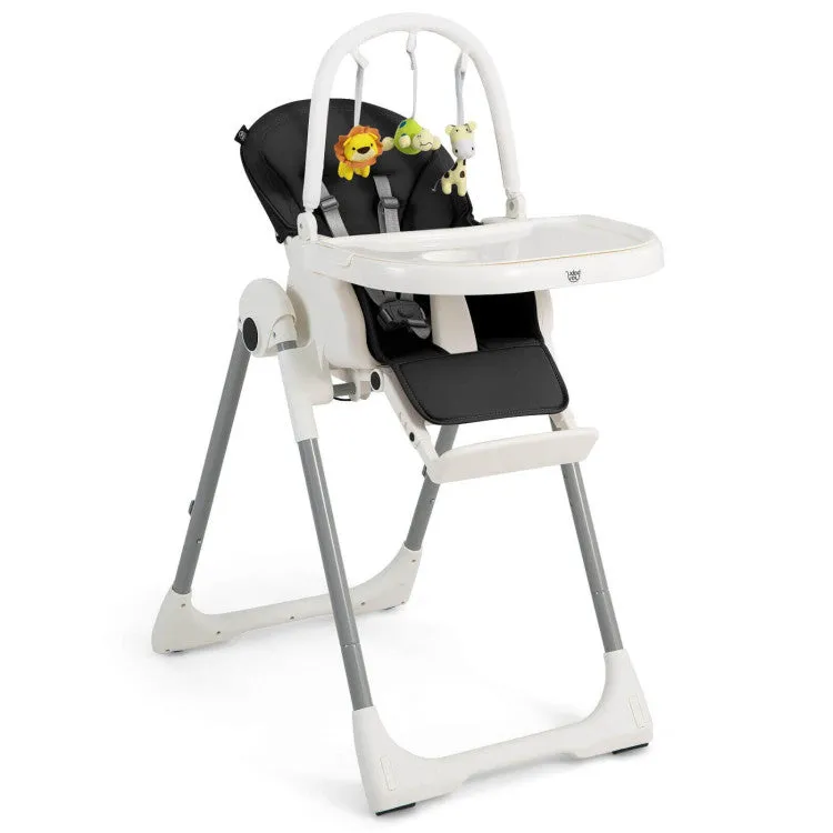 4-in-1 Foldable High Chair with 7 Adjustable Heights & Toys Bar