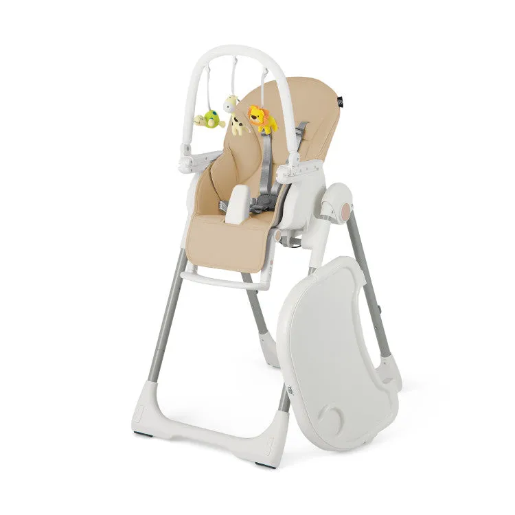 4-in-1 Foldable High Chair with 7 Adjustable Heights & Toys Bar