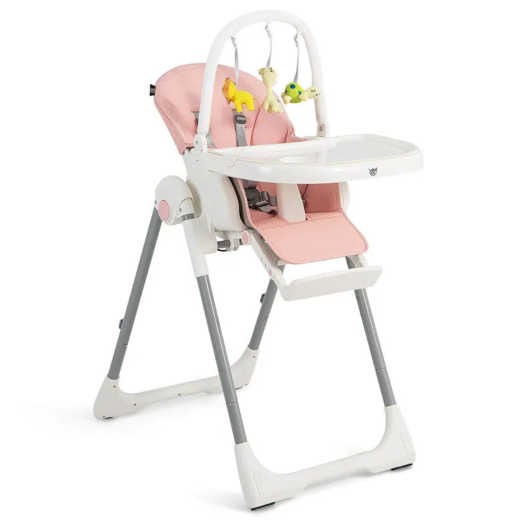 4-in-1 Foldable High Chair with 7 Adjustable Heights & Toys Bar