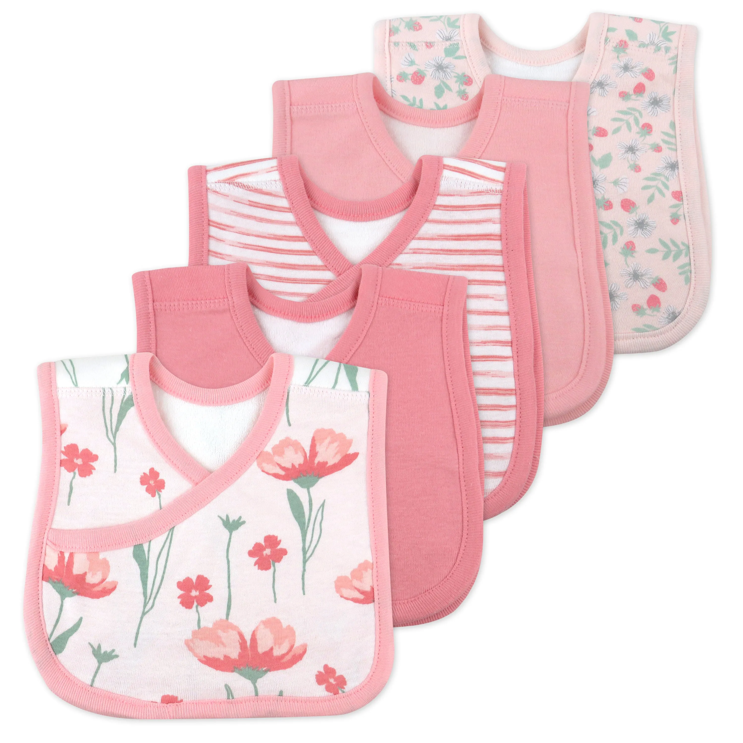 5-Pack Organic Cotton 4 in 1 Reversible Bibs