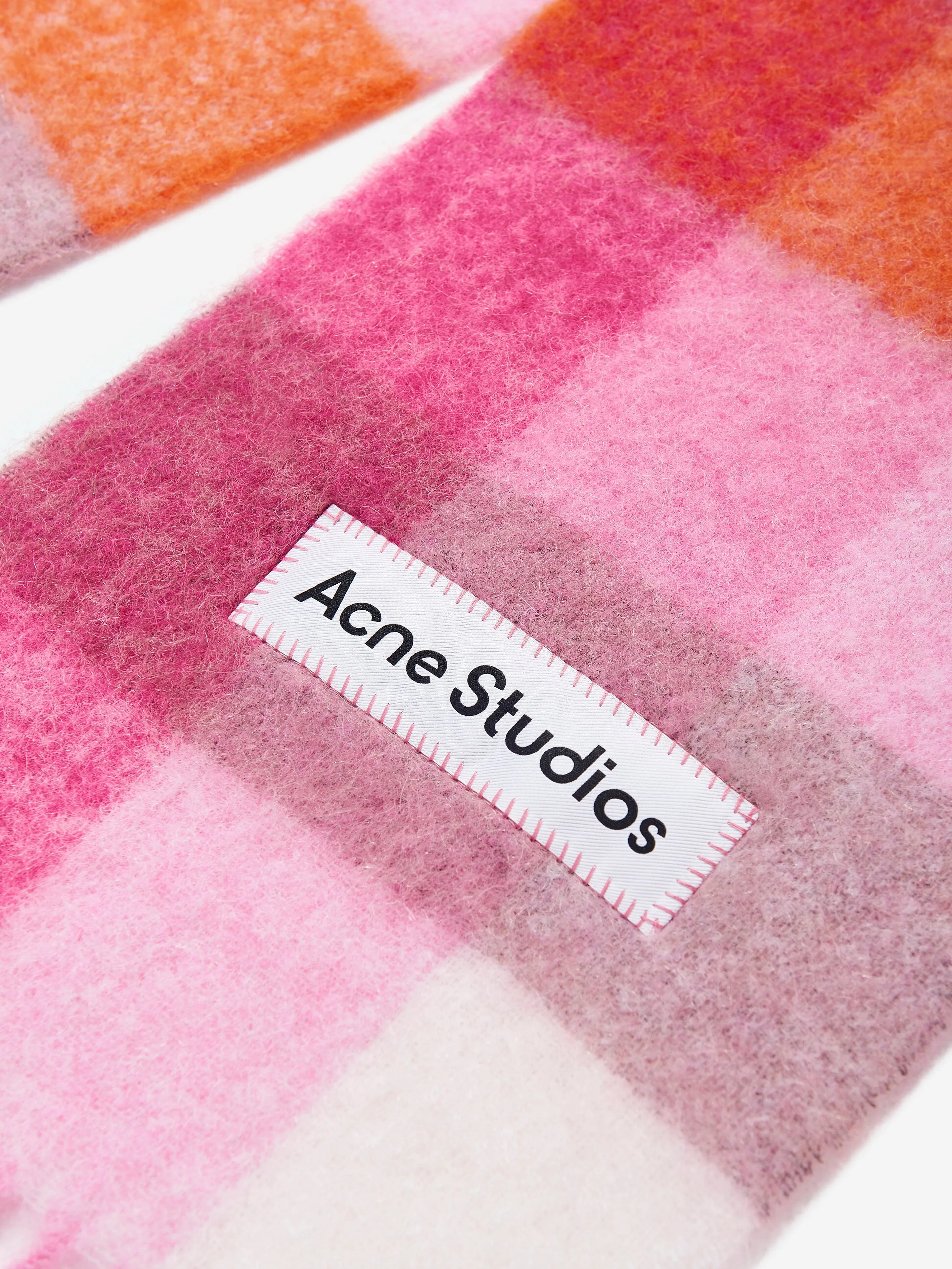 Acne Studios Kids Mohair Checked Scarf in Pink (250 CM)