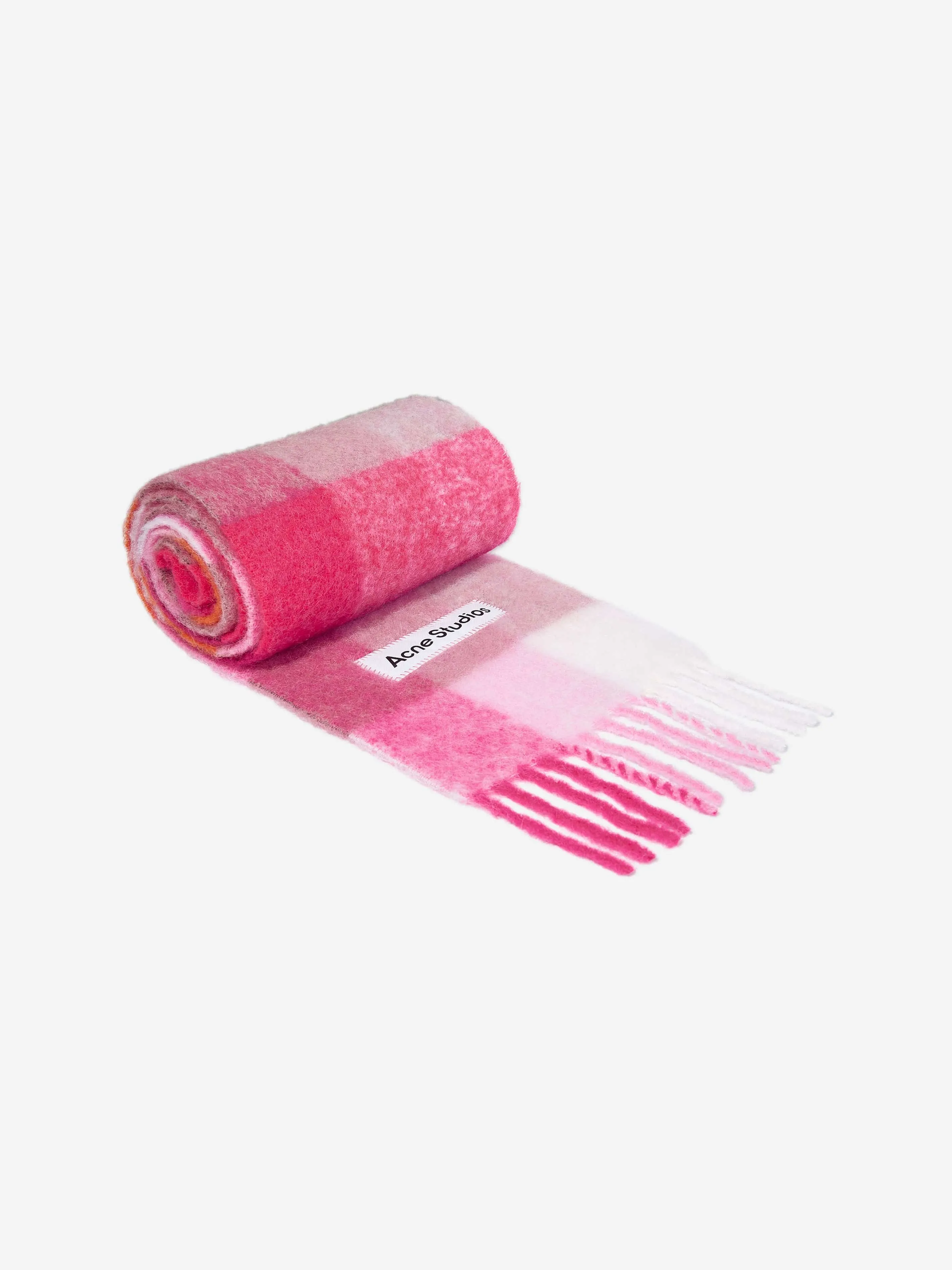 Acne Studios Kids Mohair Checked Scarf in Pink (250 CM)