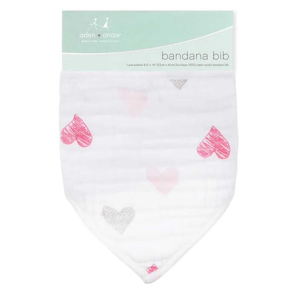 Aden   Anais Bandana Bib - Lovebird Hearts