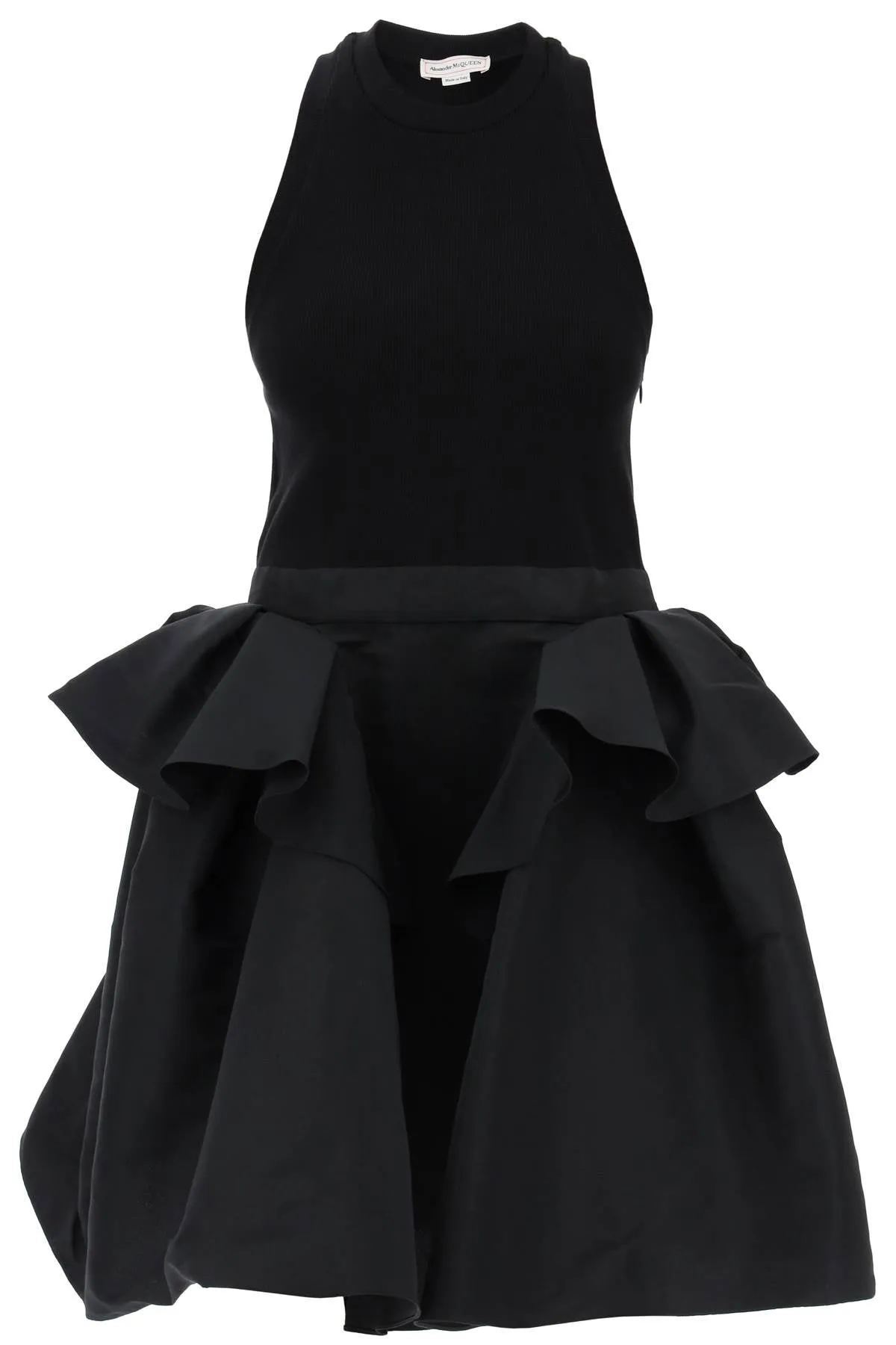 ALEXANDER MCQUEEN Black Sleeveless Hybrid Mini Dress for Women - SS24 Collection