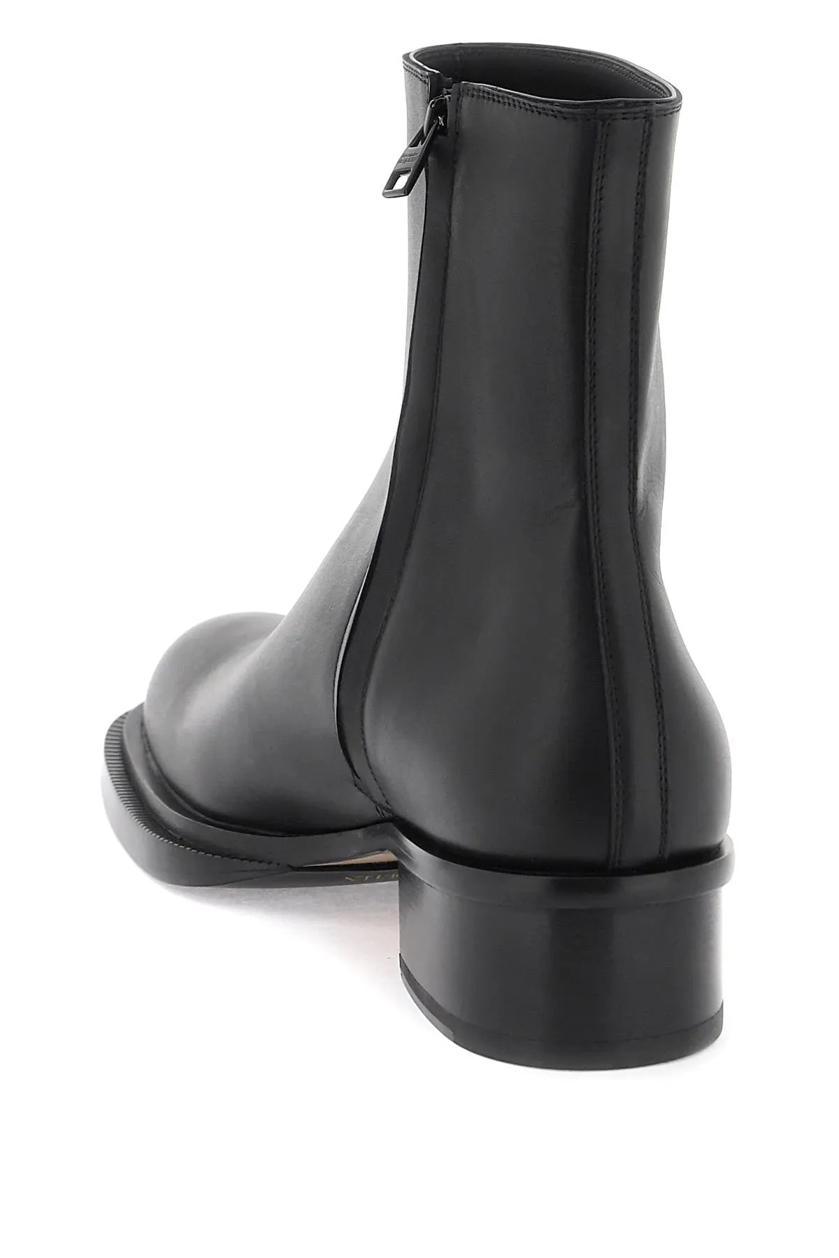 ALEXANDER MCQUEEN Classic Leather Ankle Boots for Men in Black