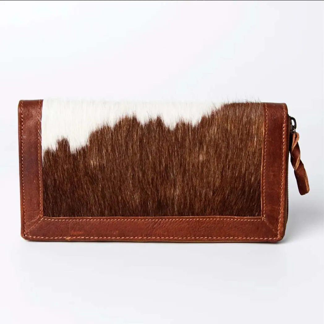 American Darling Brown/ White Cowhide Wallet