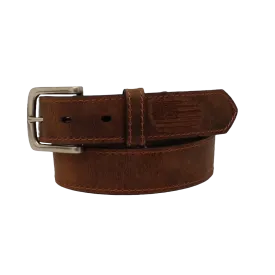 Ariat Boy's Stitched American Flag Brown Leather Belt