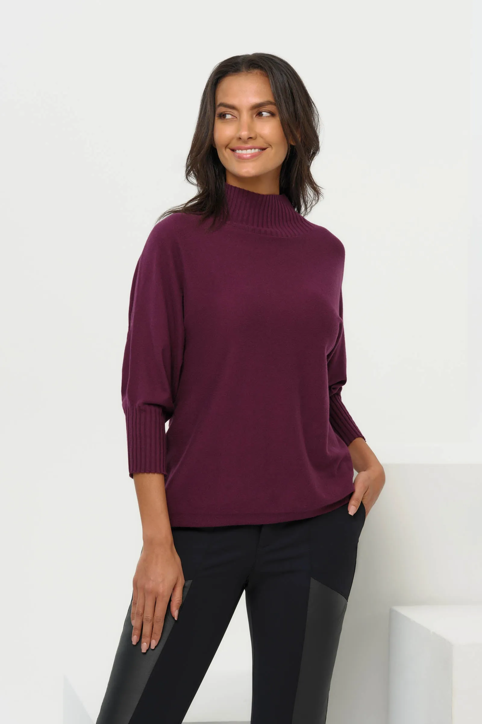 Ash Ribbed Mock Neck Sweater