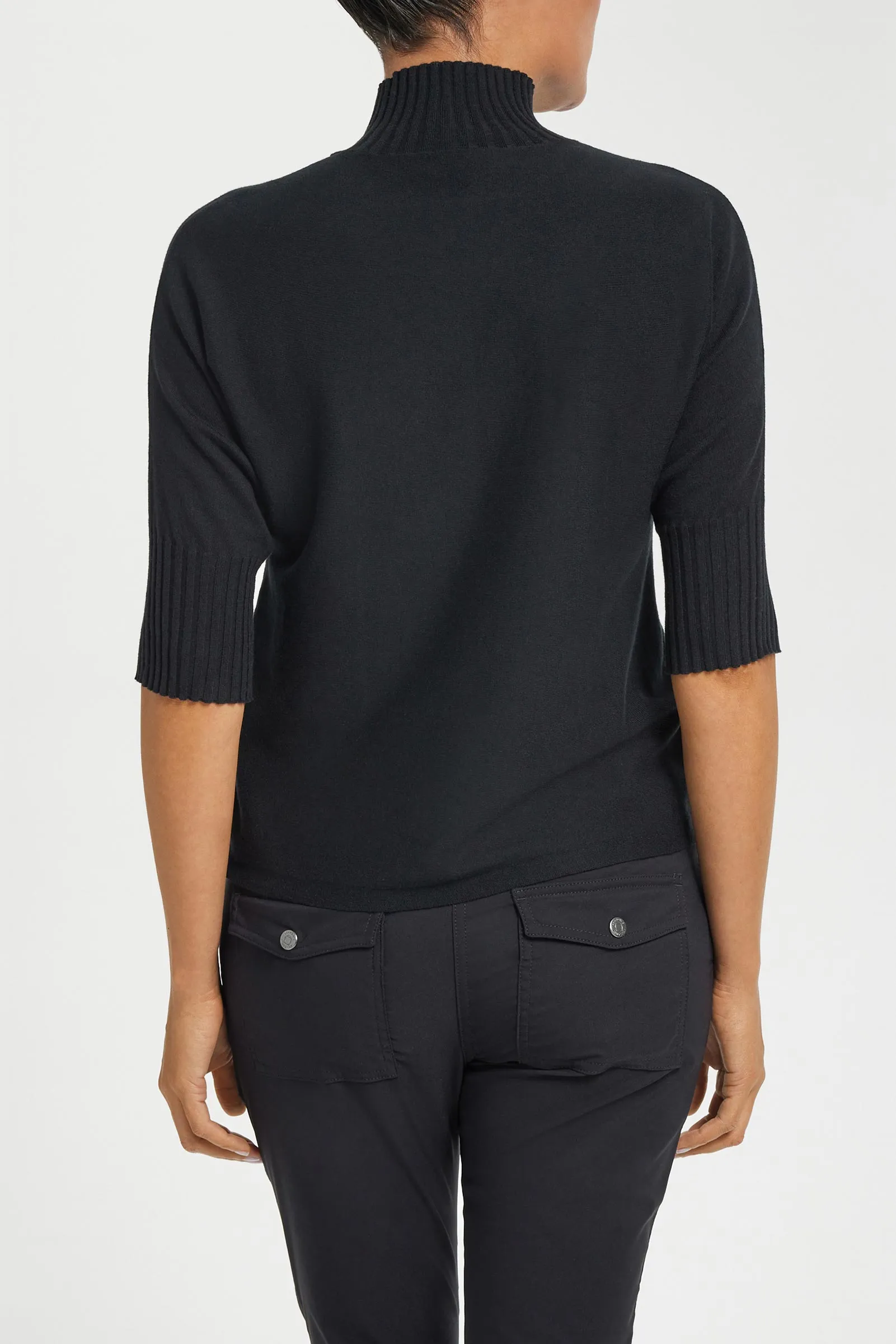 Ash Ribbed Mock Neck Sweater