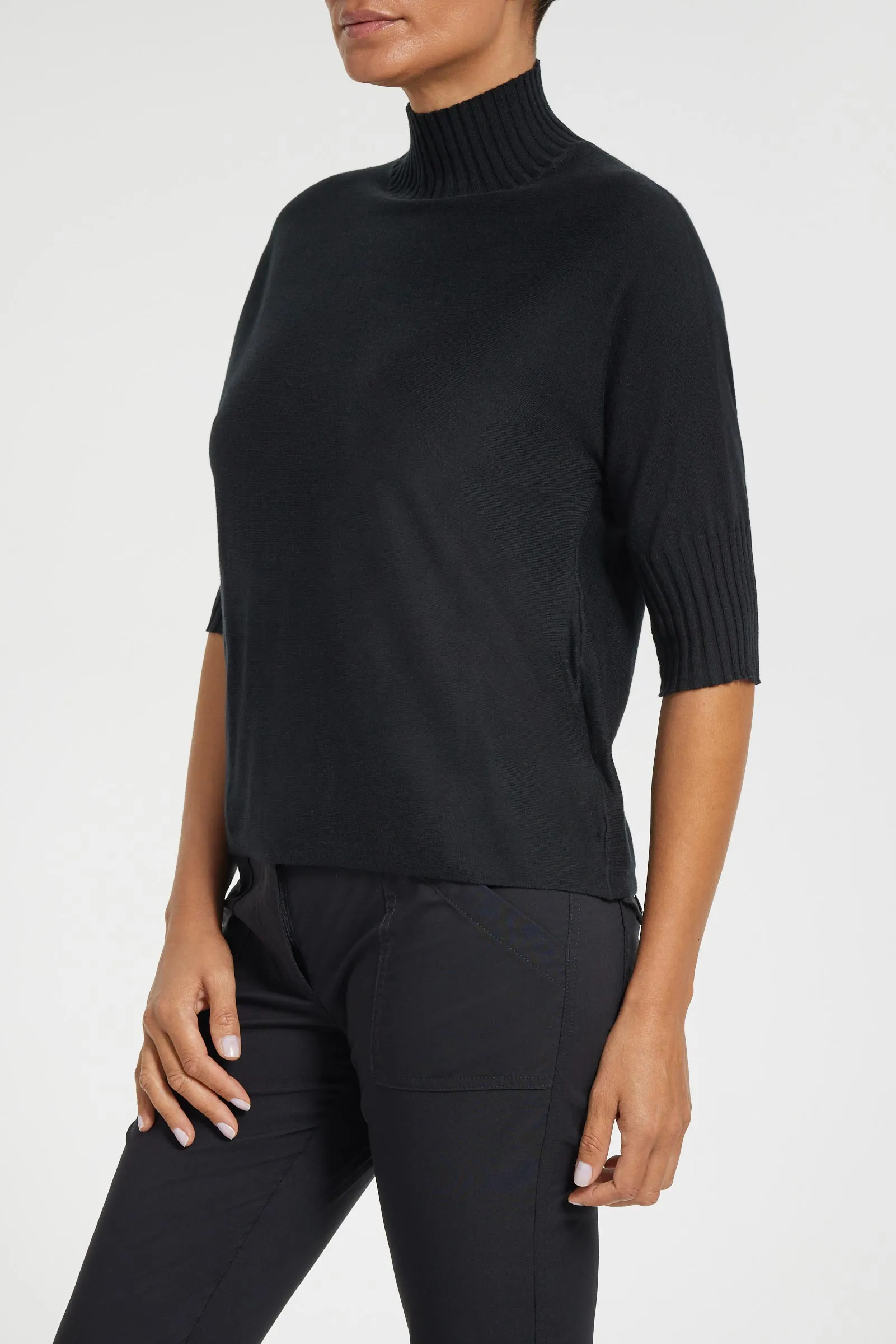 Ash Ribbed Mock Neck Sweater