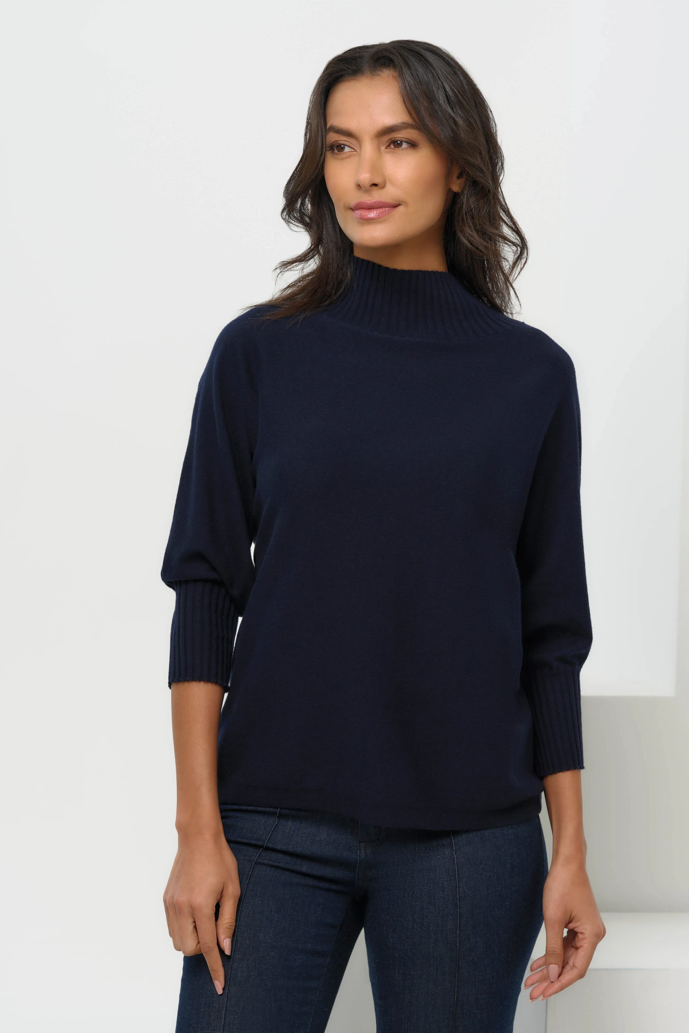 Ash Ribbed Mock Neck Sweater