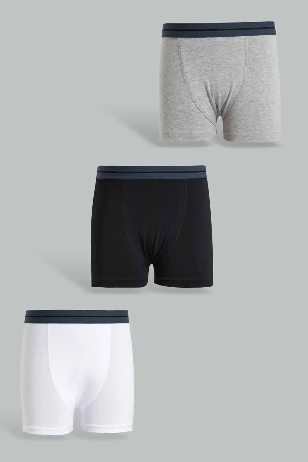 Assorted Plain Boxer Short Set For Senior Boys (Pack of 3)