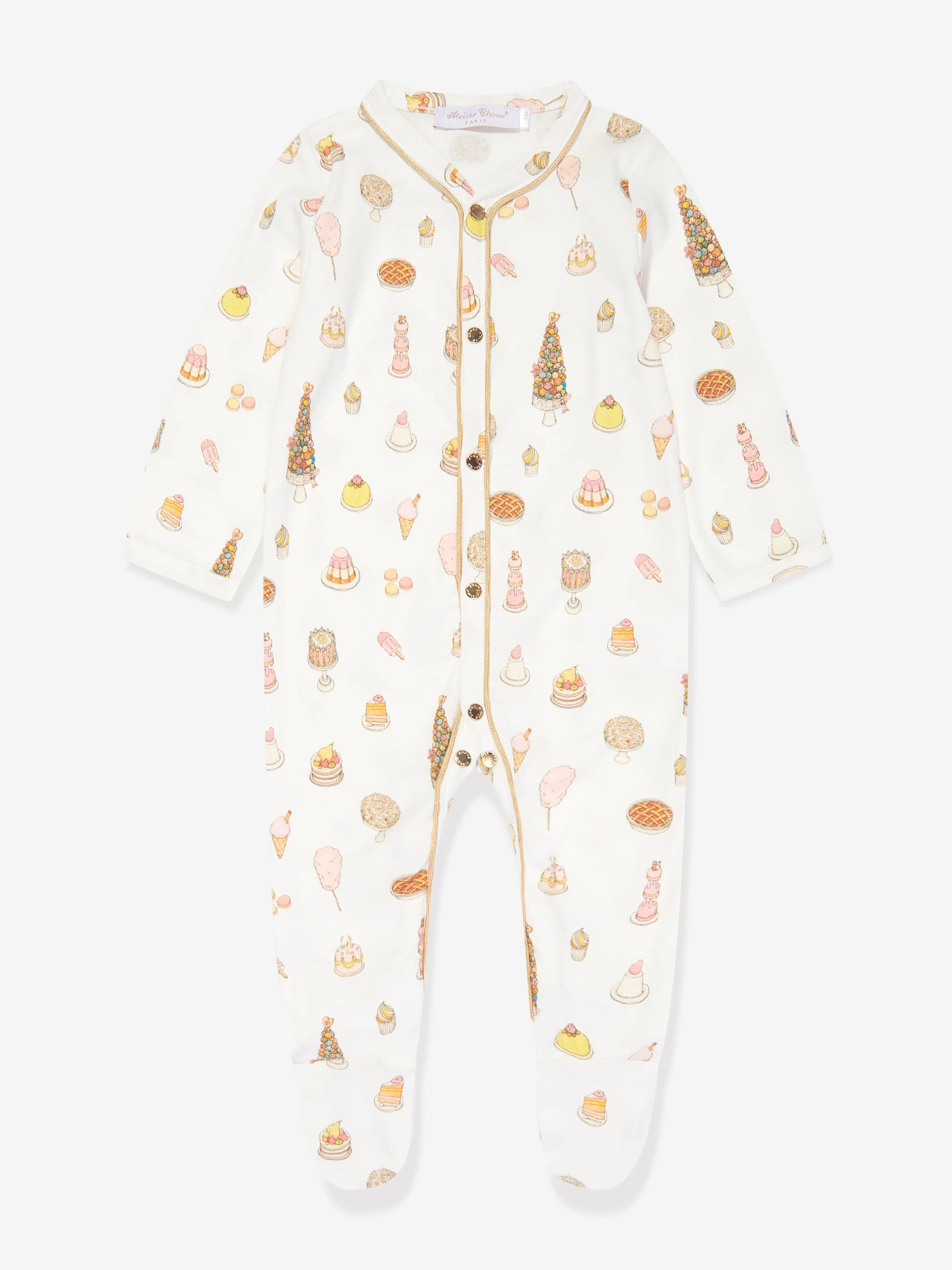 Atelier Choux Baby Carousel Swaddle Bib And Sweetie Pie Playsuit in White