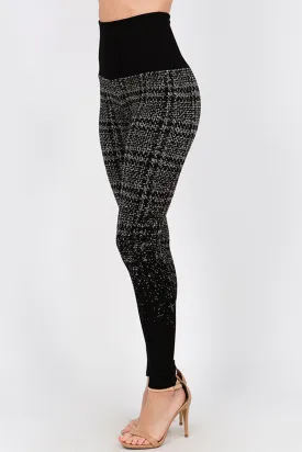 B4402 Ombre High Waist Cross Stitch Jacquard Sweater Legging