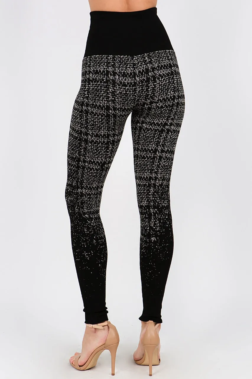 B4402 Ombre High Waist Cross Stitch Jacquard Sweater Legging