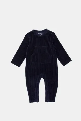 Babies Navy Textured Romper