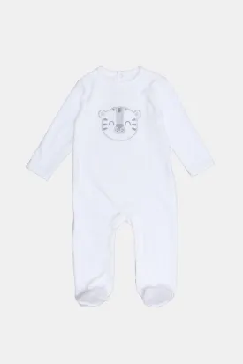 Babies White Embroidered Sleepsuit