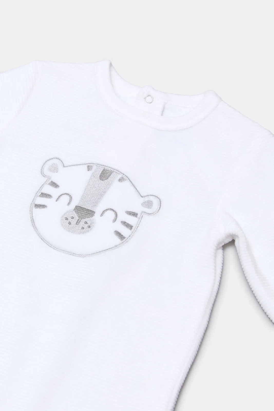 Babies White Embroidered Sleepsuit