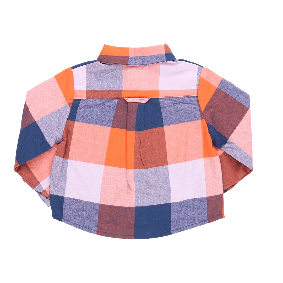 Baby Boys Jack Shirt - Navy Orange Check