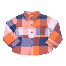 Baby Boys Jack Shirt - Navy Orange Check