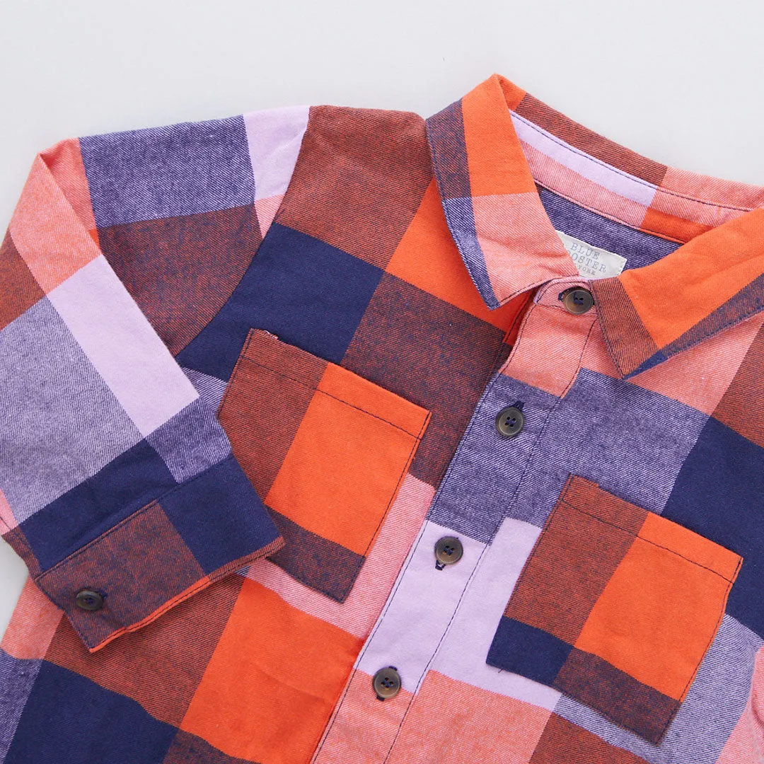 Baby Boys Jack Shirt - Navy Orange Check