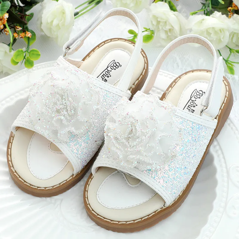 Baby Girl Playful Sweet Sandals Toddler Sequin Flower Princess Sandal