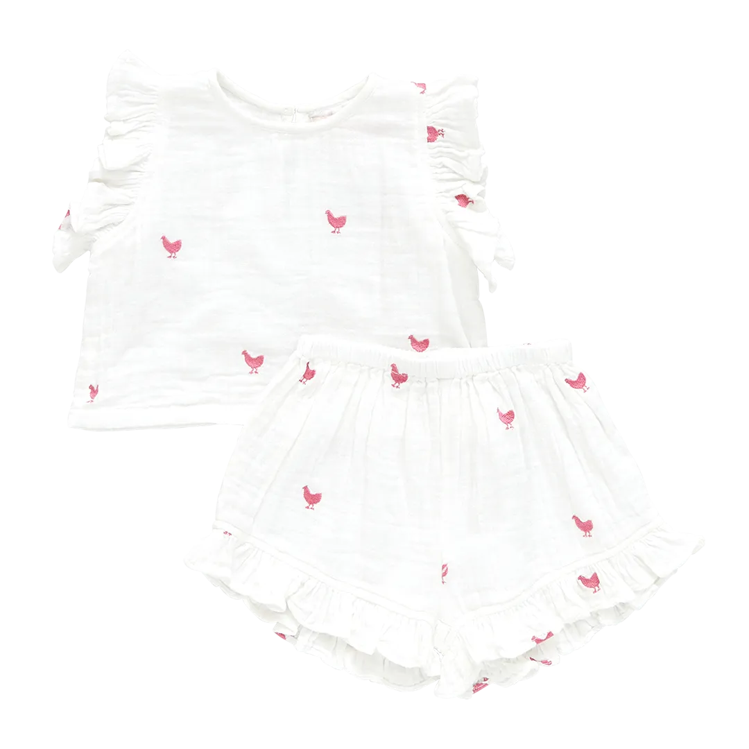 Baby Girls Roey 2-Piece Set - Pink Chickens