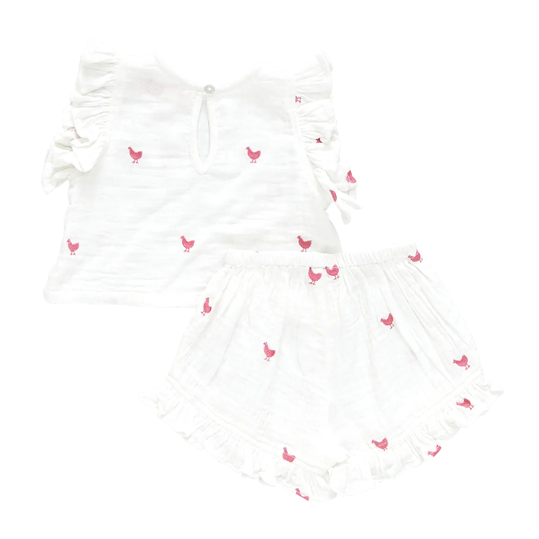 Baby Girls Roey 2-Piece Set - Pink Chickens