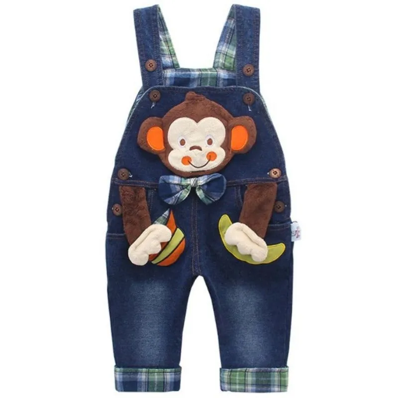 Baby Jeans Overalls Monkey 3D Cartoon Soft Knitted