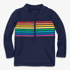 Baby rash guard in rainbow placed stripe