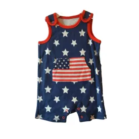 BABY STARTERS, Red, White & Blue Star & Flag Romper, Size 6 Months, NWT, $26