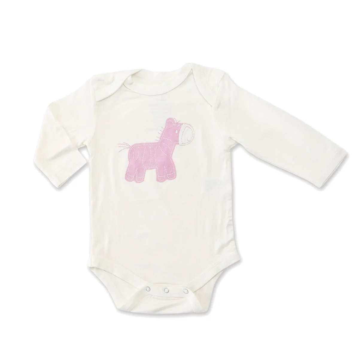 Bamboo Long Sleeve Onesie (Orchid Zebra)