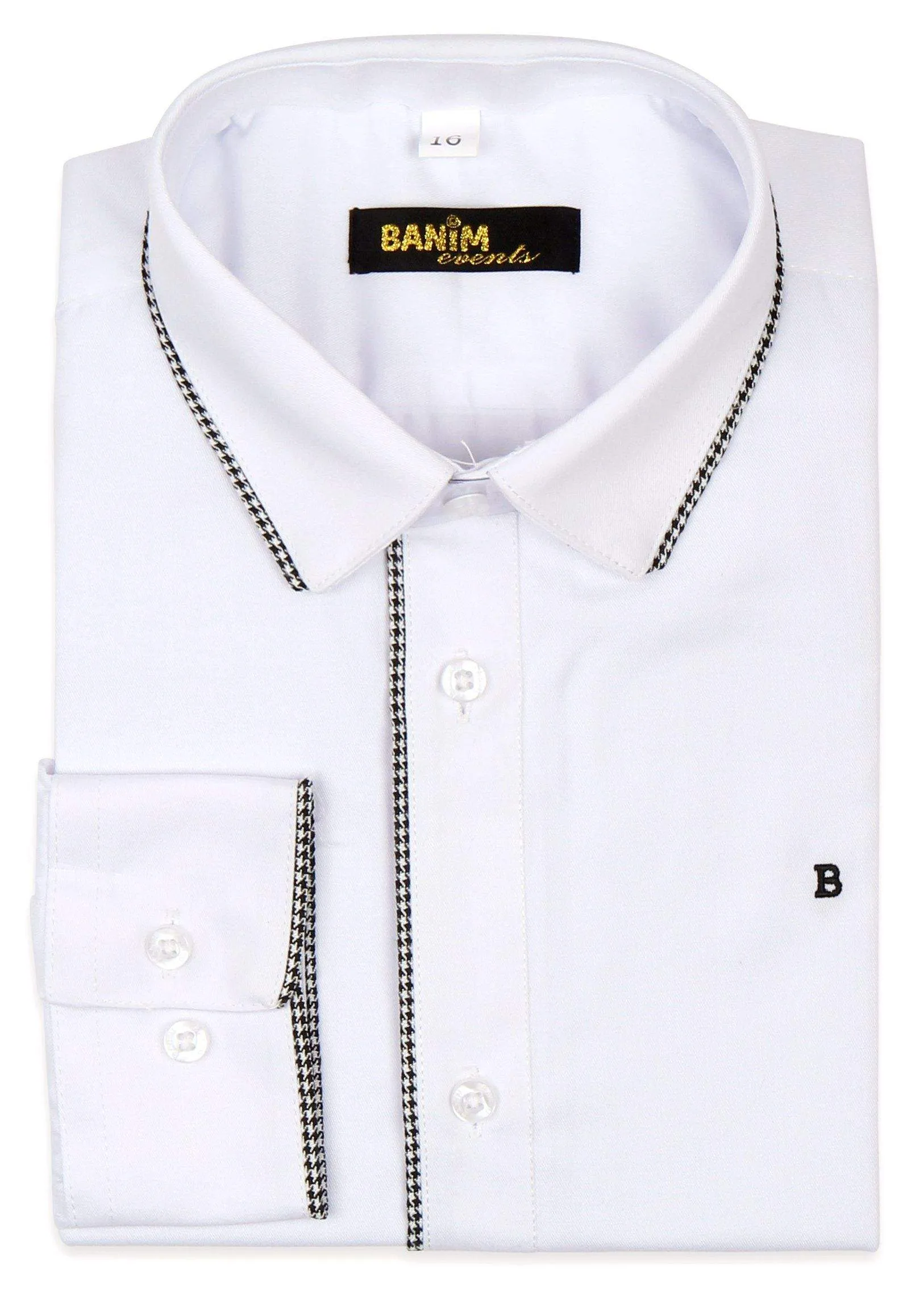 Banim Boys White Shirt With Trim Style: HE5461