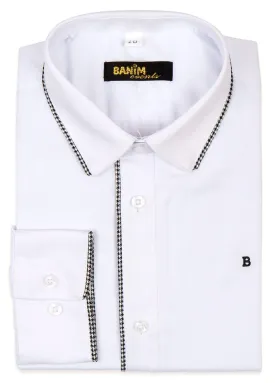 Banim Boys White Shirt With Trim Style: HE5461