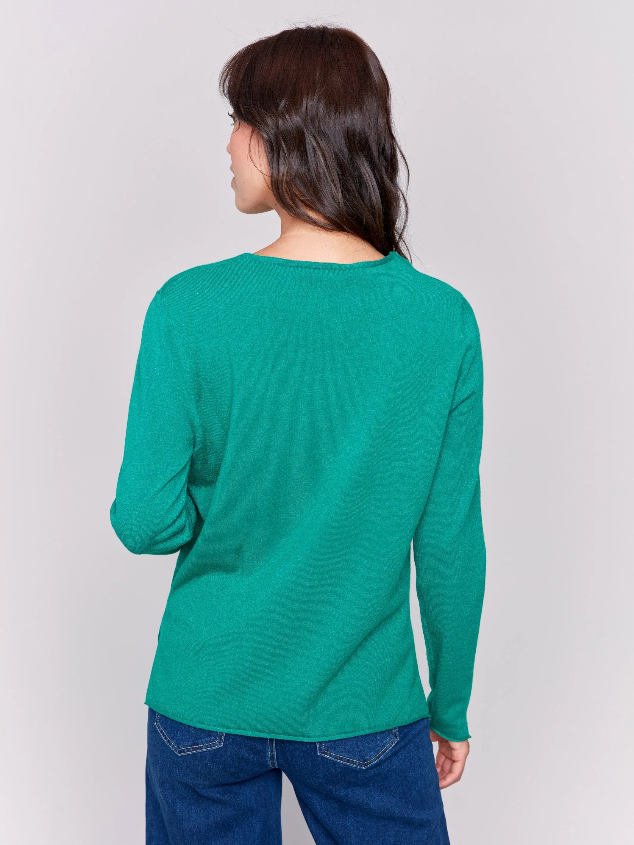 Basic V-Neck Sweater - Forest