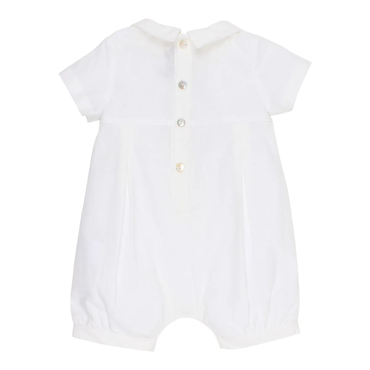 Bebe Boys Pleat Romper in Ivory (Size NB-0)