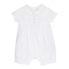 Bebe Boys Pleat Romper in Ivory (Size NB-0)