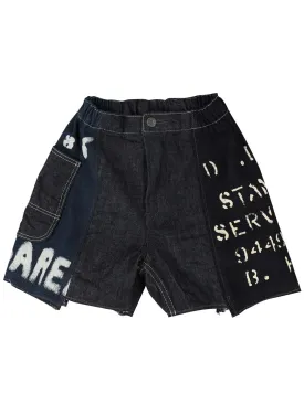 Black Denim Dungaree Shorts